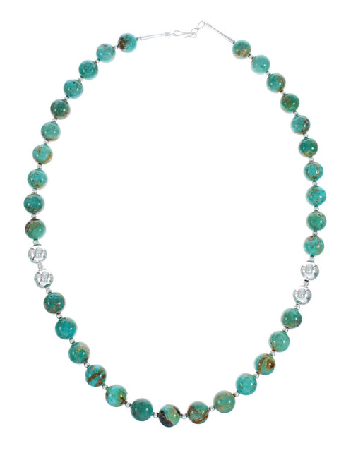 Native American Turquoise and Amber Bead Sterling Silver Necklace JX129248